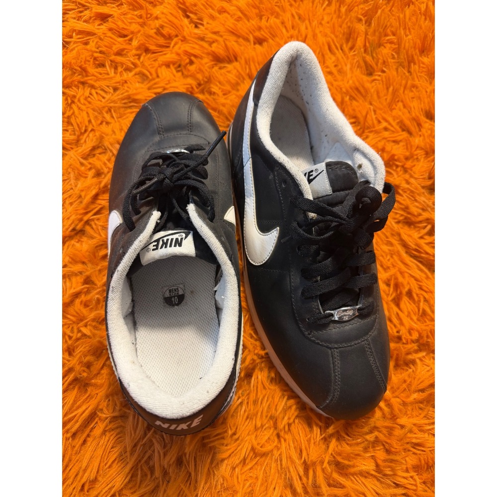 Nike Cortez Basic Leather Black White Sneakers 316418-012 Mens Size 10
